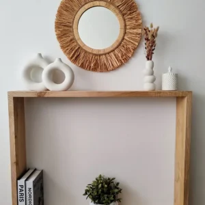 Espejo de rafia Suny estilo nórdico natural decoración artesanal Sweetlar