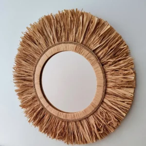 Espejo de rafia Suny estilo nórdico natural decoración artesanal Sweetlar