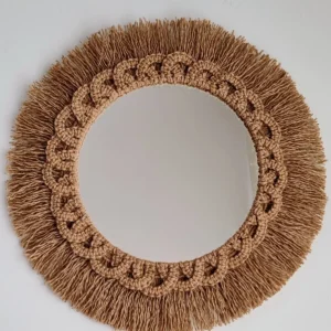 Espejo con cuerda de yute Honu beige estilo nórdico natural decoración artesanal Sweetlar
