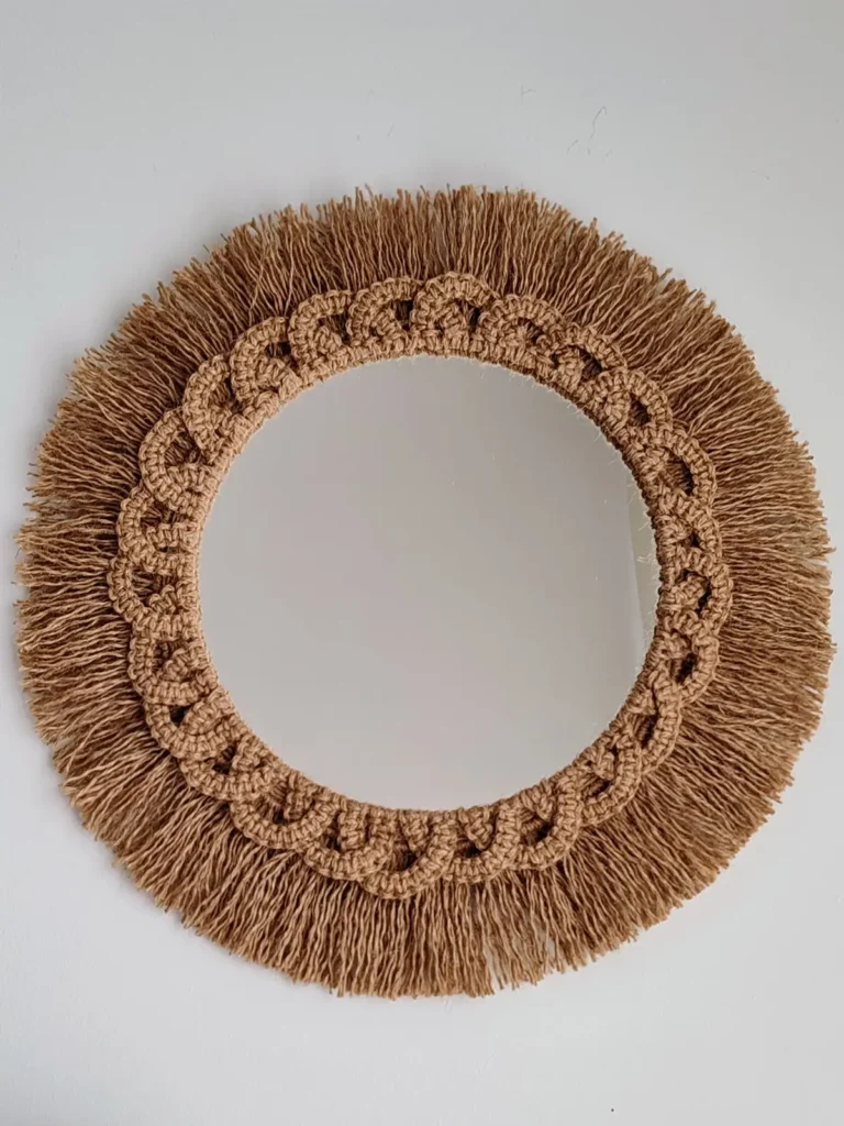 Espejo con cuerda de yute Honu beige estilo nórdico natural decoración artesanal Sweetlar