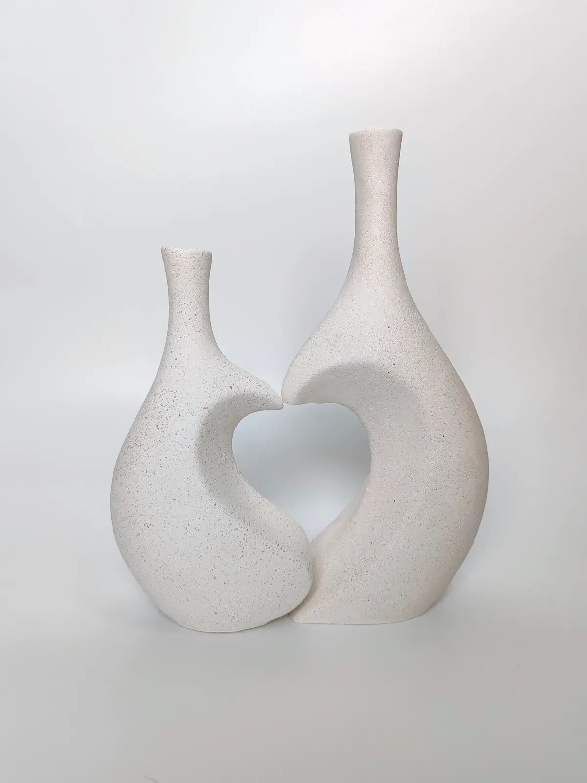 Jarrón Duo Hjerte blanco efecto arena de estilo nórdico decoración artesanal Sweetlar