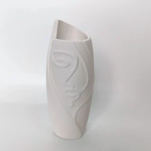 Jarrón con rostro Freya blanco estilo nórdico decoración artesanal Sweetlar
